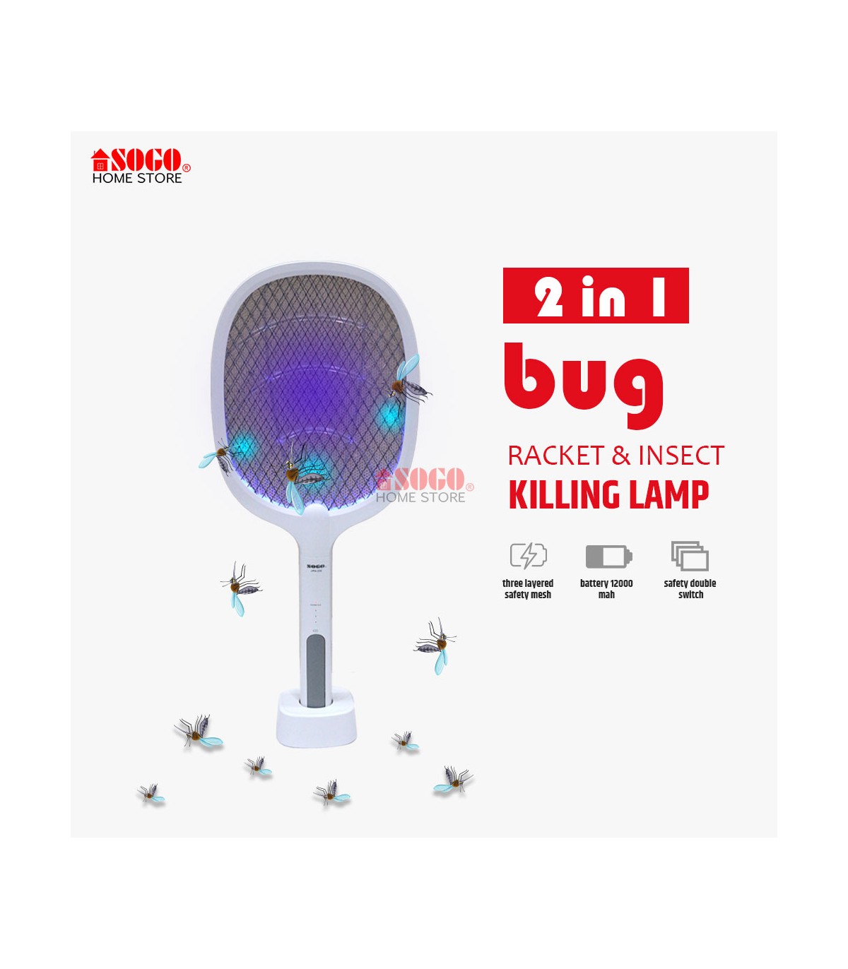 Sogo Rechargeable Insect Killer Racket
